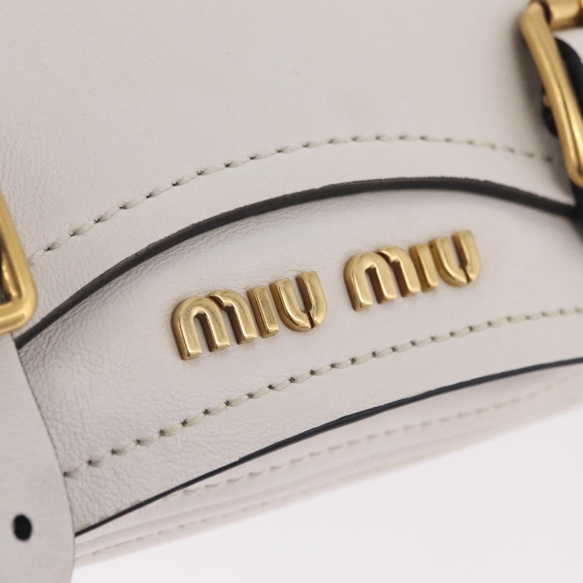 Miu Miu Shoulder Bag Leather White Gold Auth 207160V
