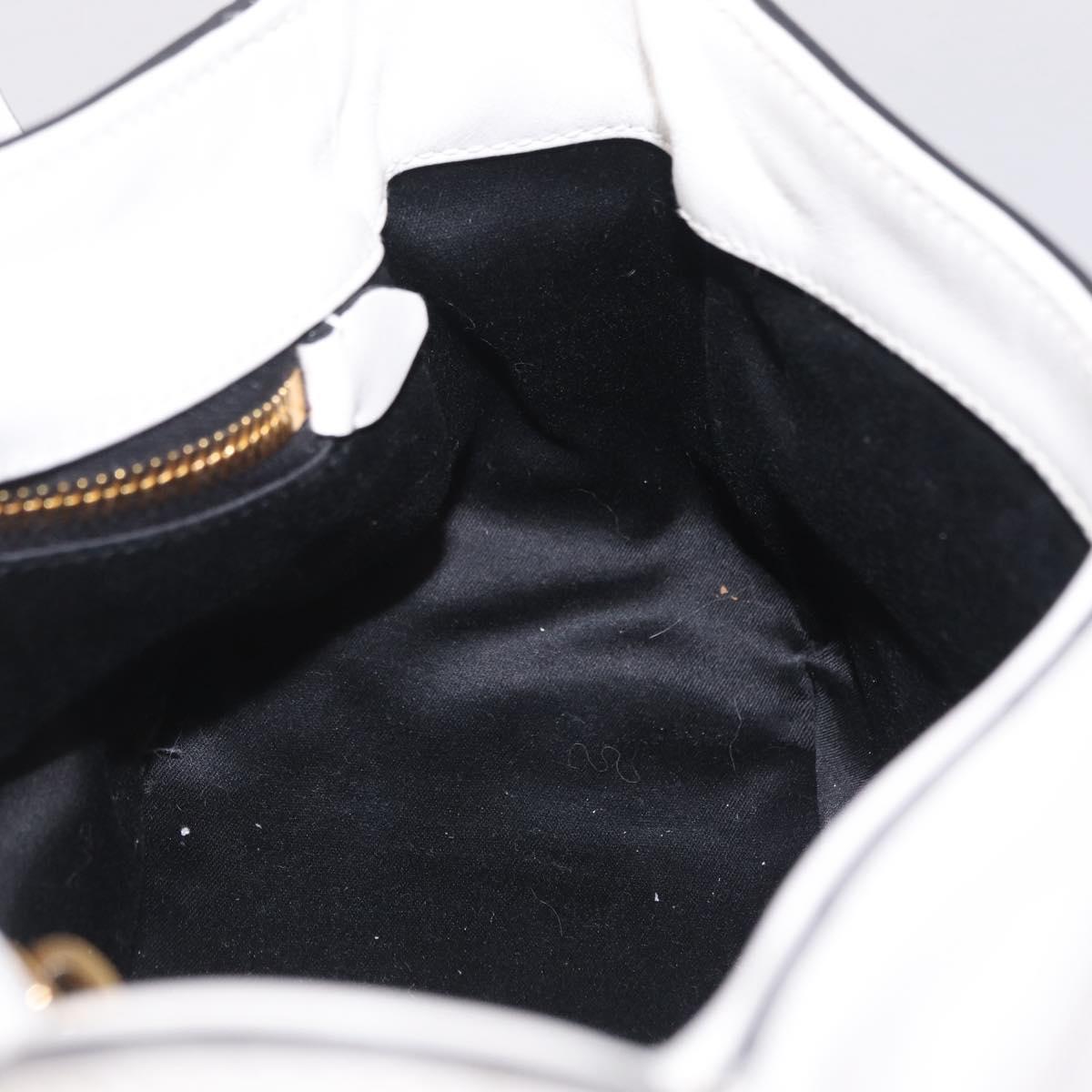 Miu Miu Shoulder Bag Leather White Gold Auth 207160V