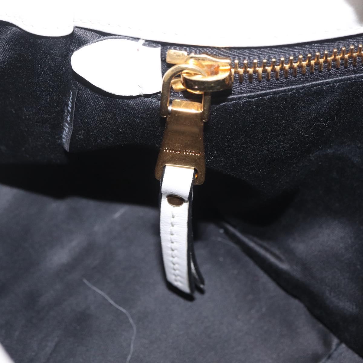 Miu Miu Shoulder Bag Leather White Gold Auth 207160V