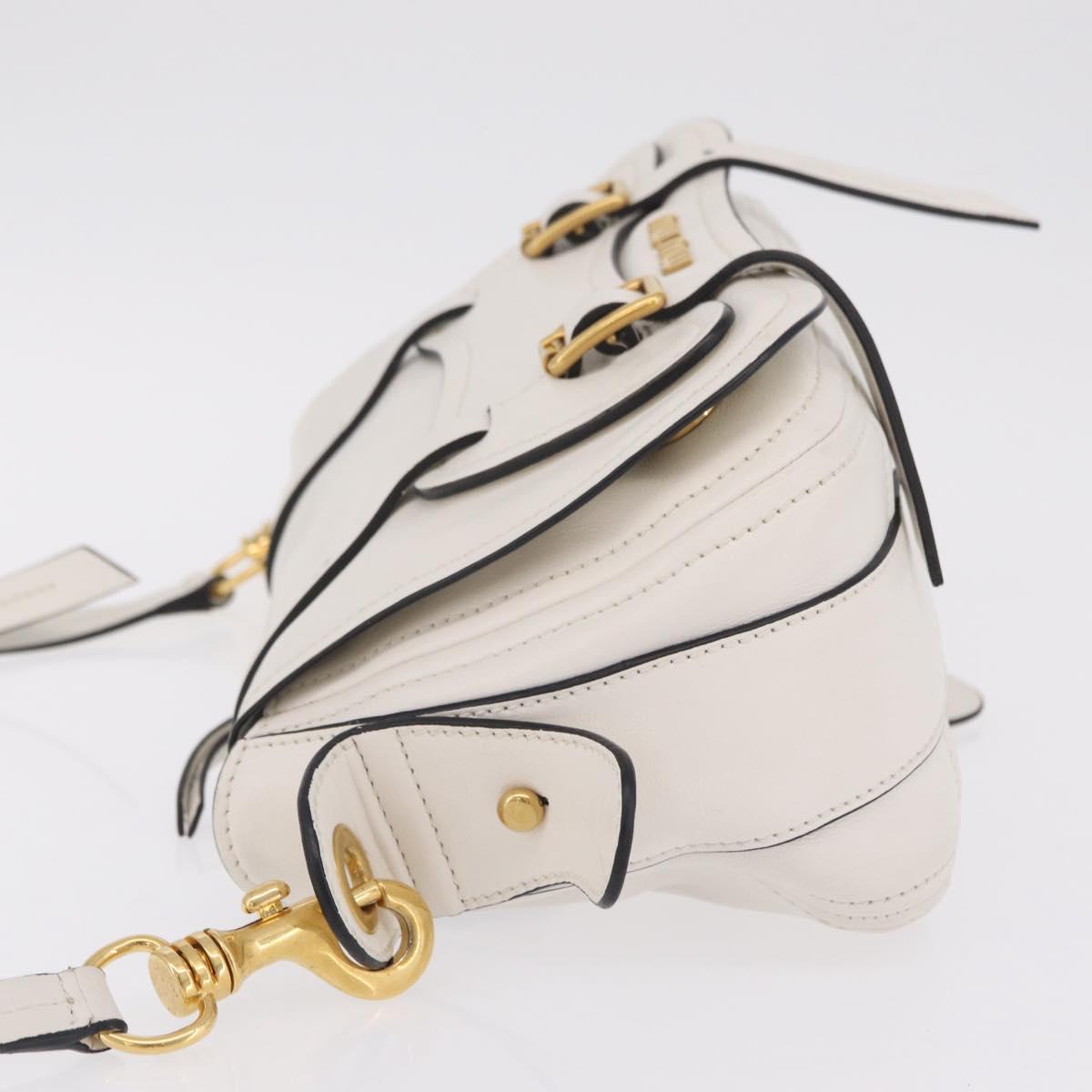 Miu Miu Shoulder Bag Leather White Gold Auth 207160V