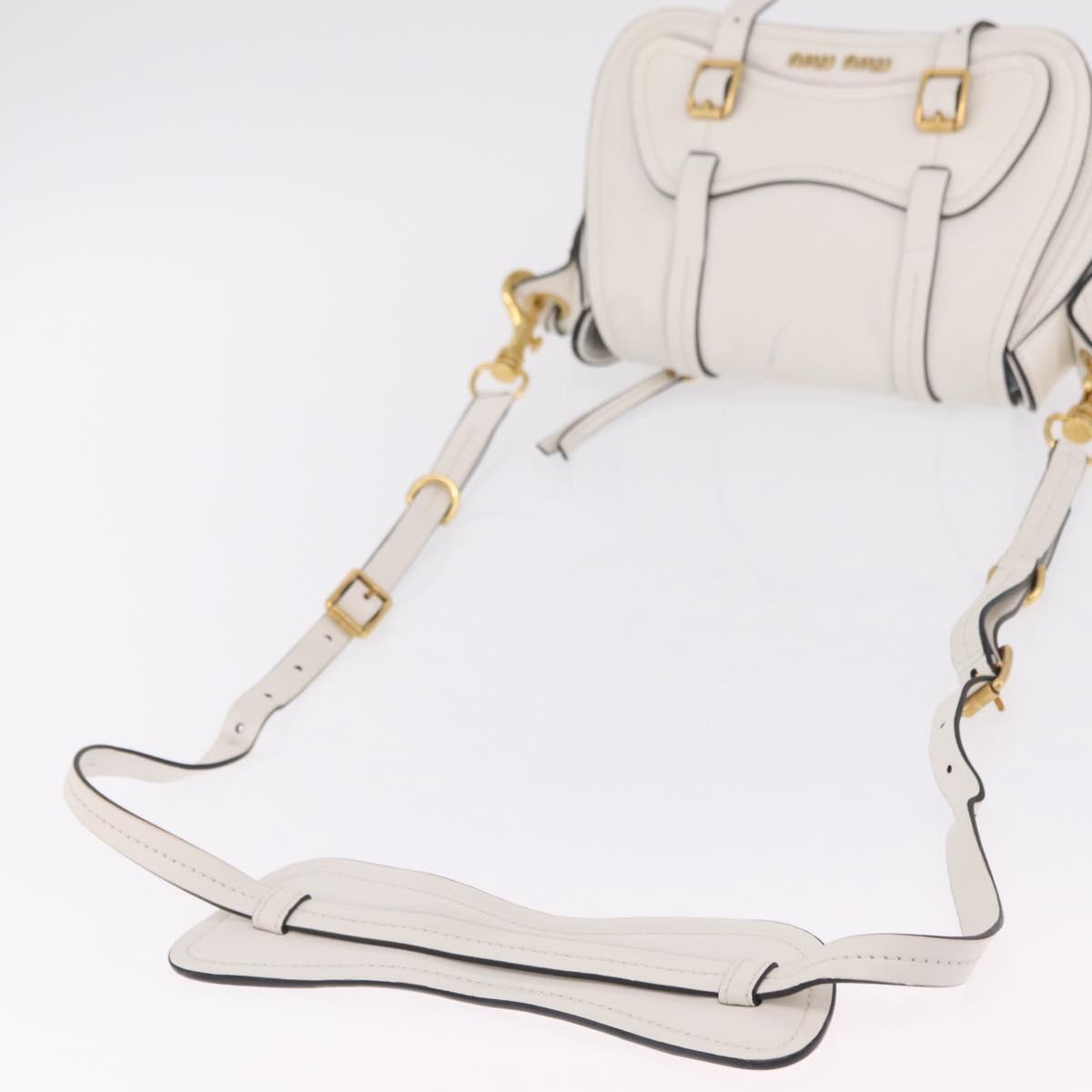 Miu Miu Shoulder Bag Leather White Gold Auth 207160V