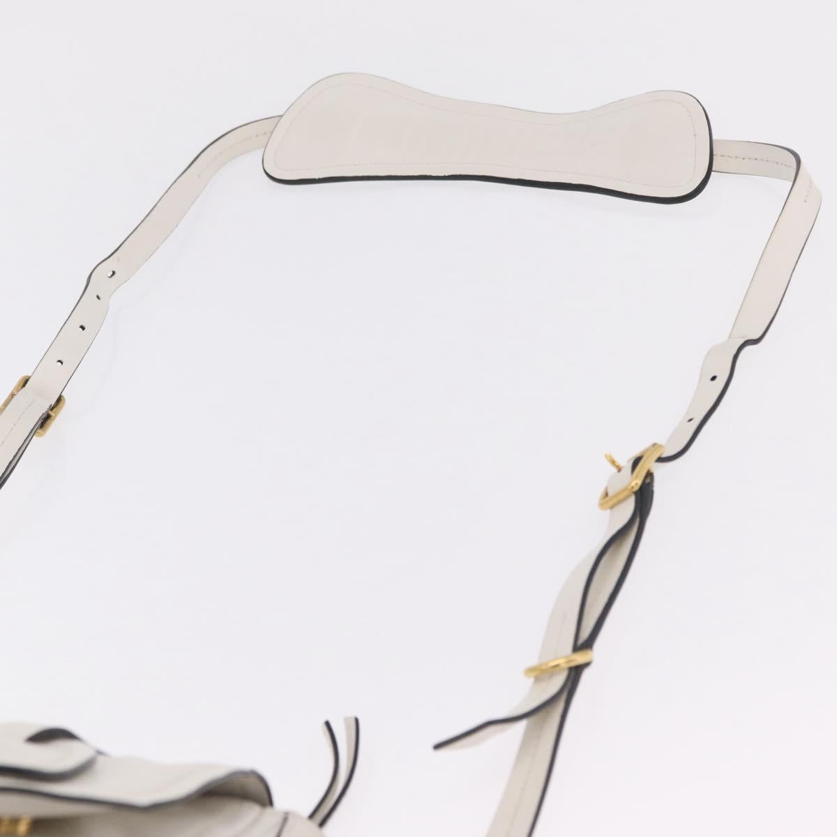 Miu Miu Shoulder Bag Leather White Gold Auth 207160V