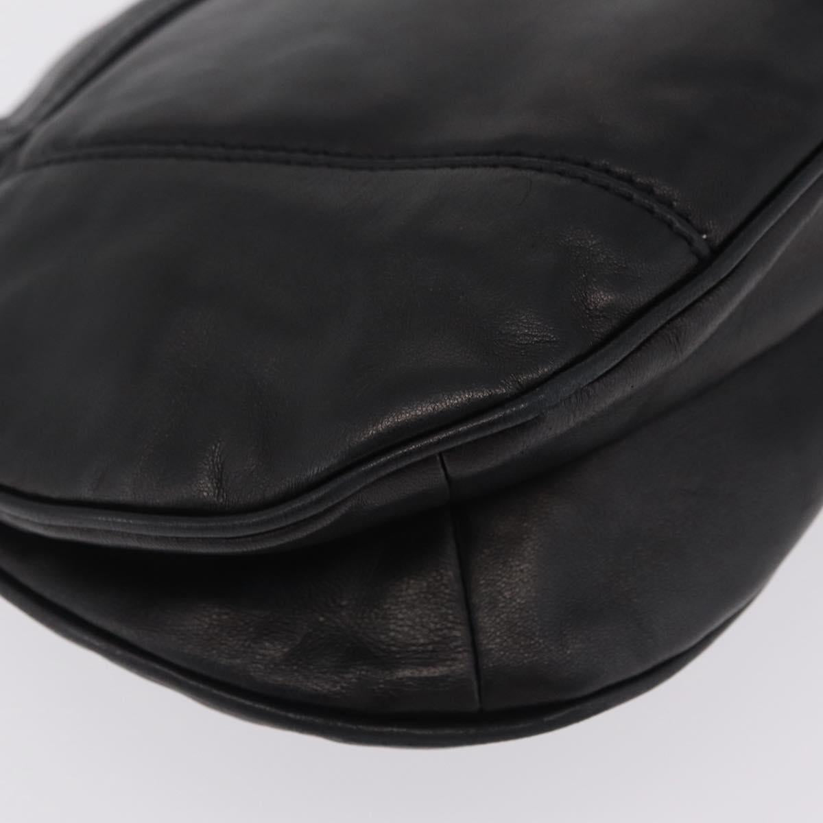 PRADA Shoulder Bag Leather Black Silver Auth 207165V