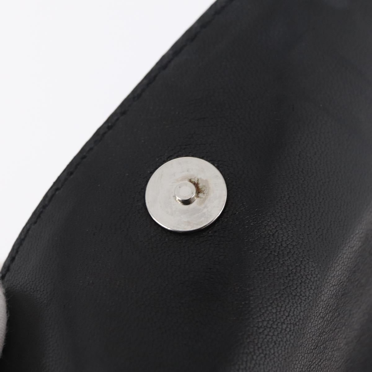 PRADA Shoulder Bag Leather Black Silver Auth 207165V