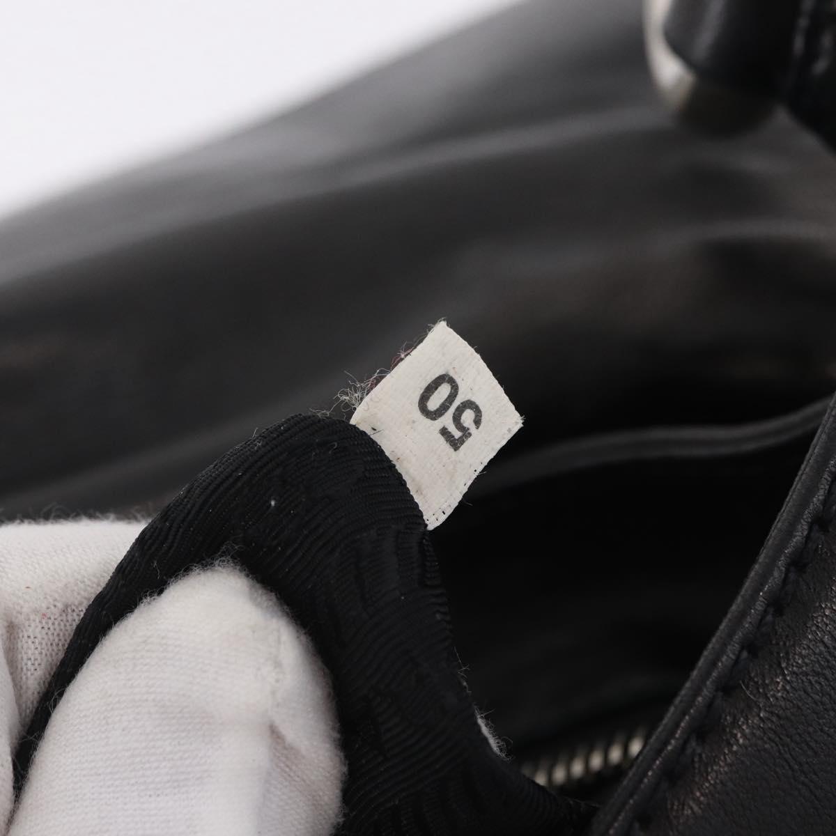 PRADA Shoulder Bag Leather Black Silver Auth 207165V