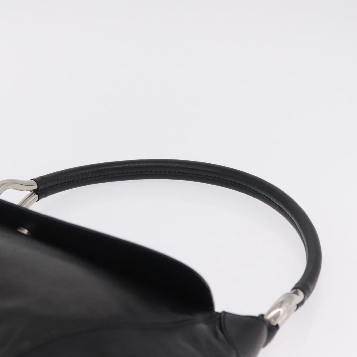 PRADA Shoulder Bag Leather Black Silver Auth 207165V