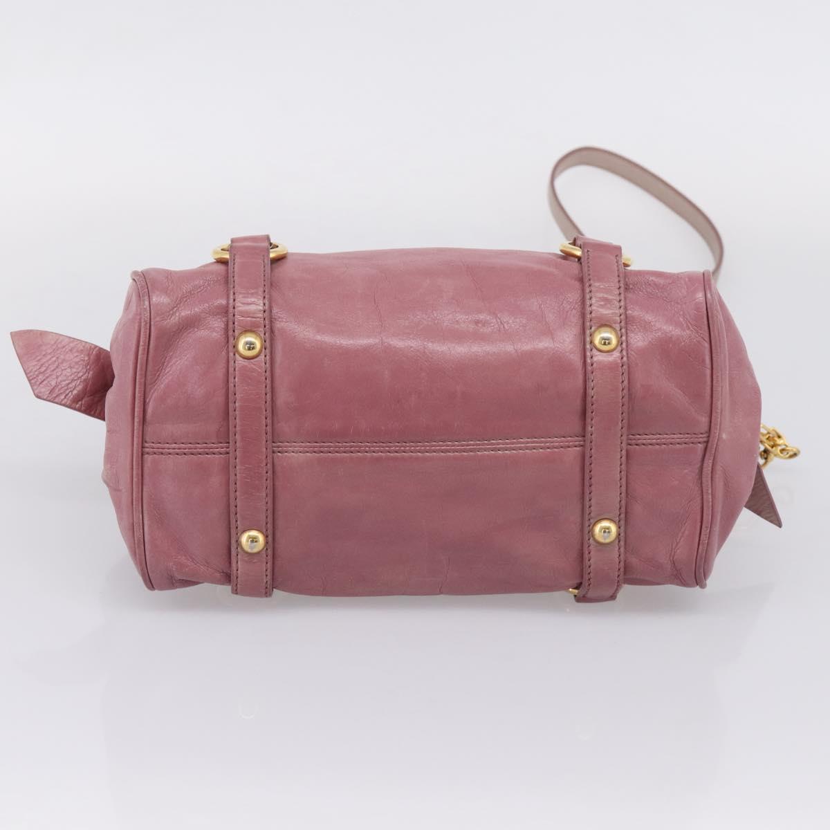 Miu Miu Matelasse Hand Bag Vitellolux 2way Pink Gold Auth 207166A