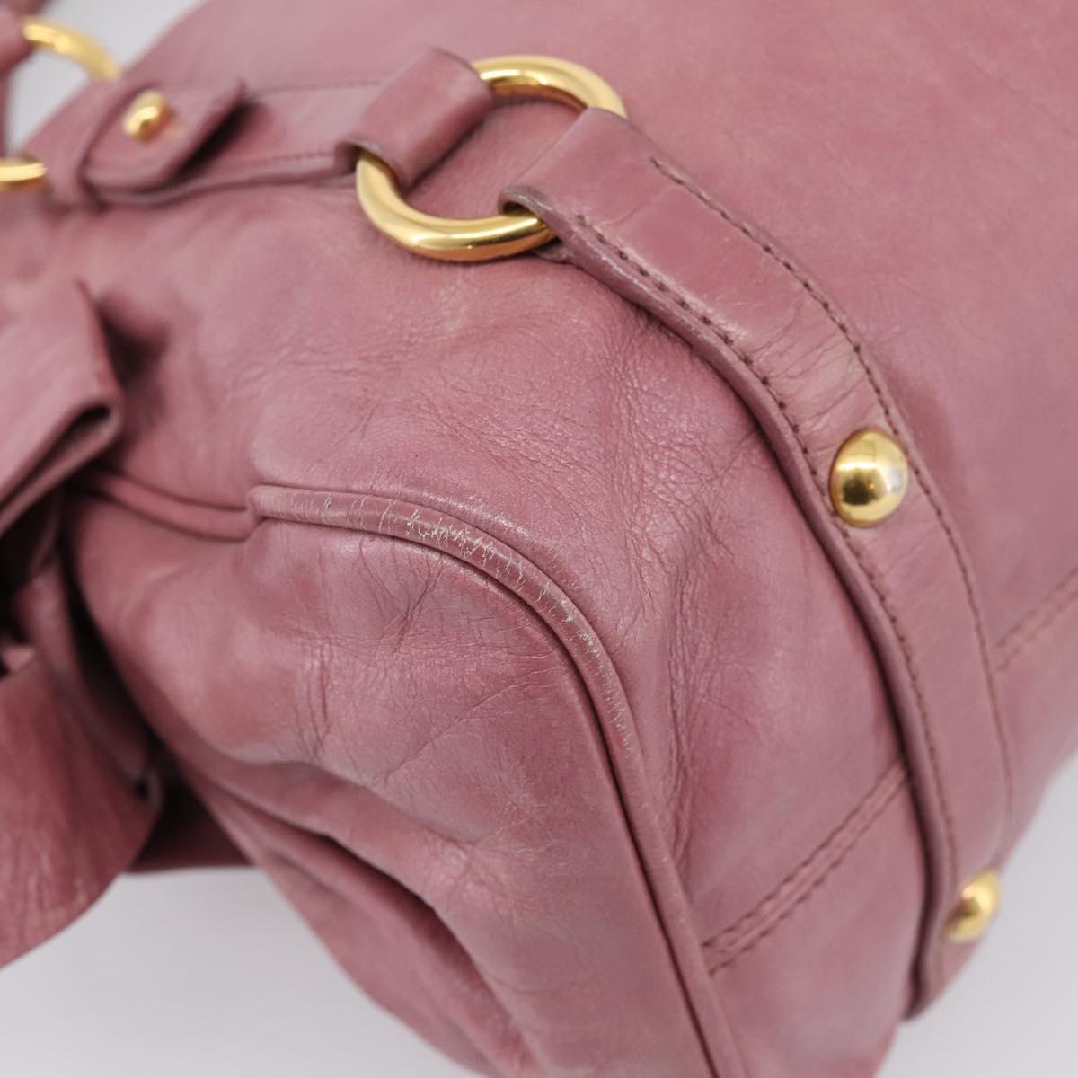 Miu Miu Matelasse Hand Bag Vitellolux 2way Pink Gold Auth 207166A