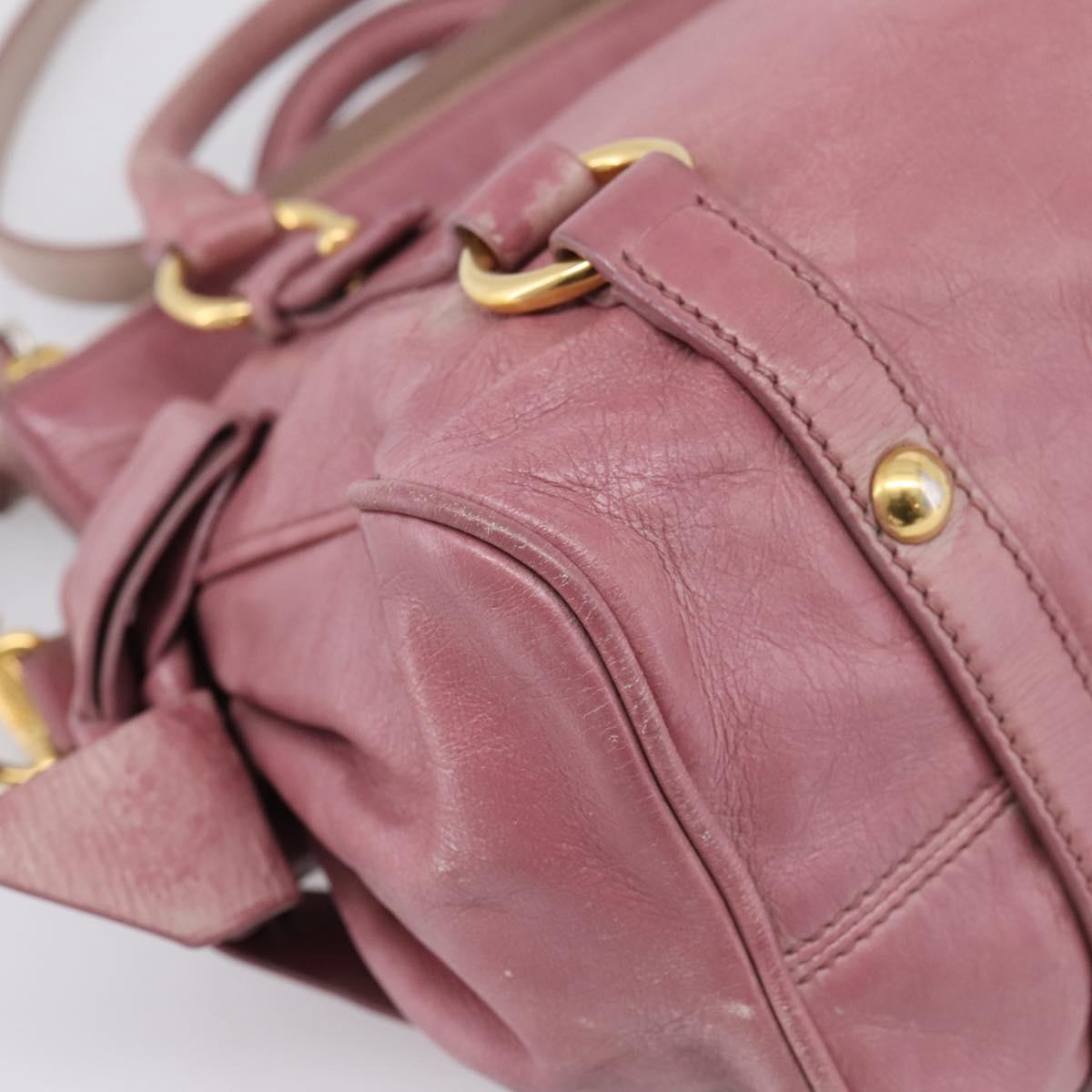 Miu Miu Matelasse Hand Bag Vitellolux 2way Pink Gold Auth 207166A