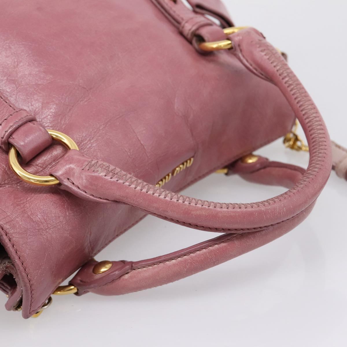Miu Miu Matelasse Hand Bag Vitellolux 2way Pink Gold Auth 207166A