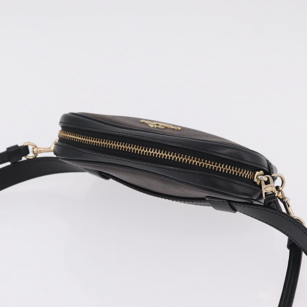 Coach Shoulder Bag Leather 2way Brown Gold Auth 207184A