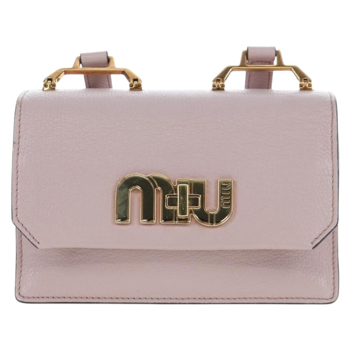 Miu Miu Shoulder Bag Leather Pink Gold 5BH087 Auth 207201M