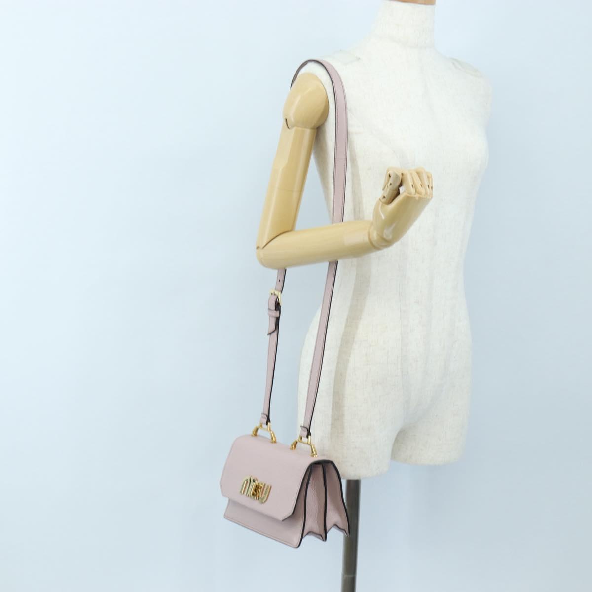 Miu Miu Shoulder Bag Leather Pink Gold 5BH087 Auth 207201M