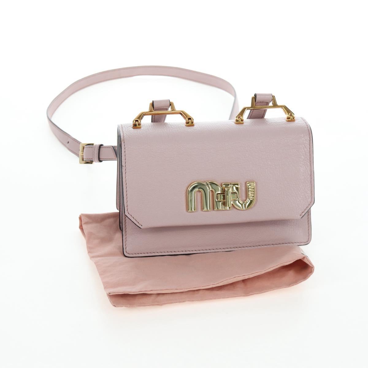 Miu Miu Shoulder Bag Leather Pink Gold 5BH087 Auth 207201M