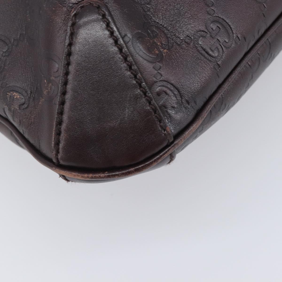 GUCCI GG Canvas Guccissima Shoulder Bag Leather Wine Red 145826 Auth 207202V