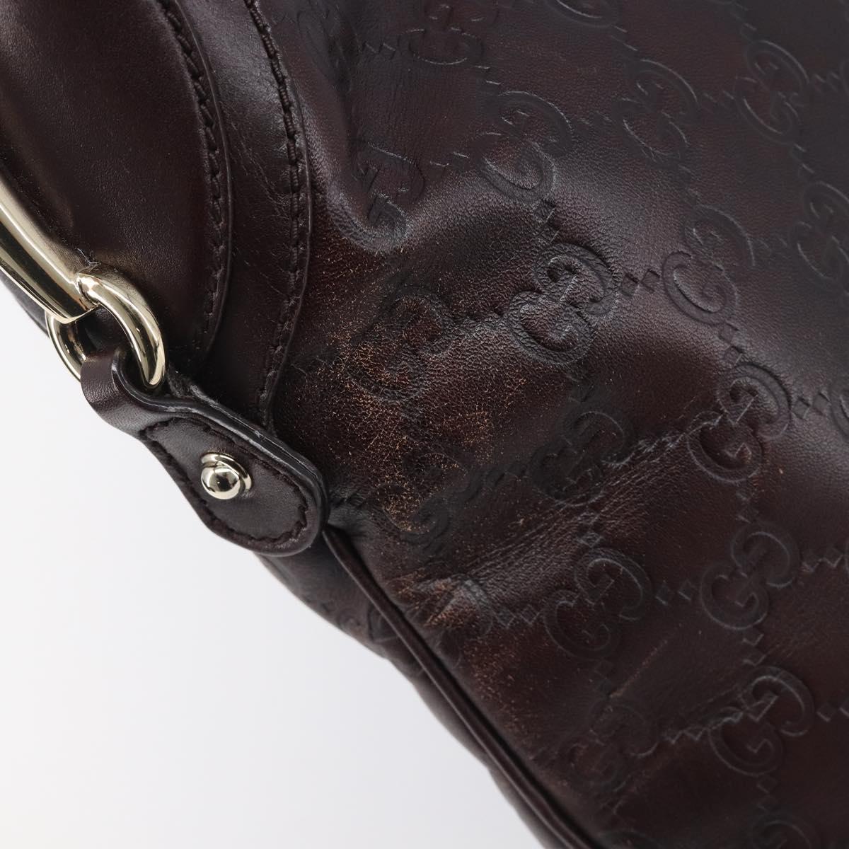 GUCCI GG Canvas Guccissima Shoulder Bag Leather Wine Red 145826 Auth 207202V