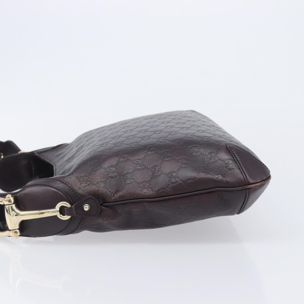 GUCCI GG Canvas Guccissima Shoulder Bag Leather Wine Red 145826 Auth 207202V