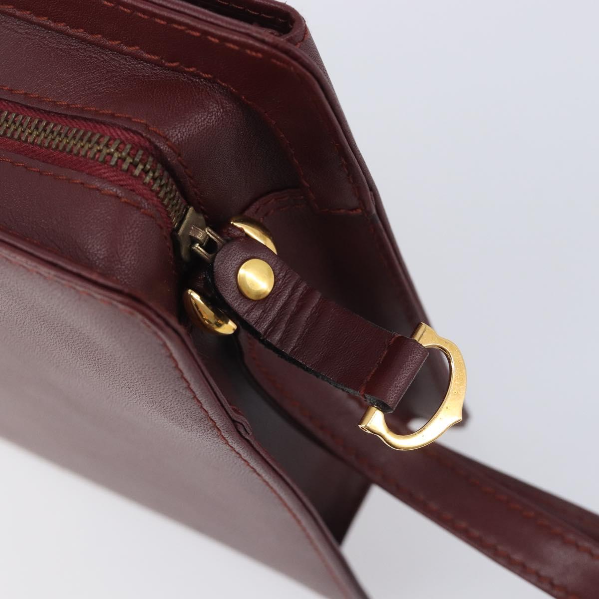 Cartier Must Line Clutch Bag Leather Bordeaux Gold Auth 207205V