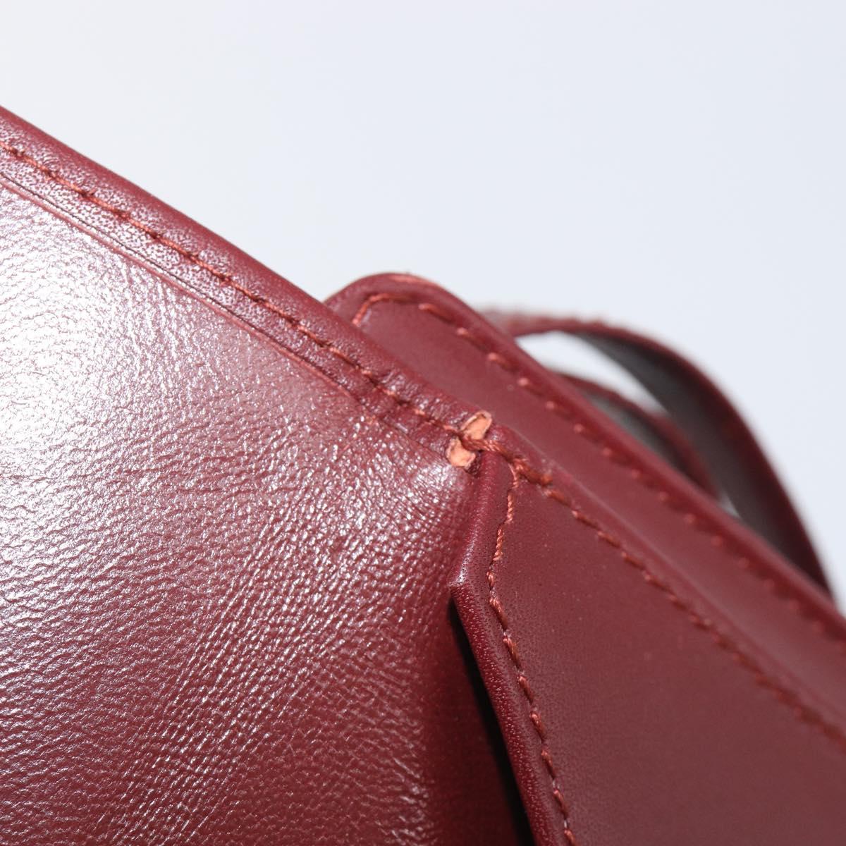 Cartier Must Line Clutch Bag Leather Bordeaux Gold Auth 207205V