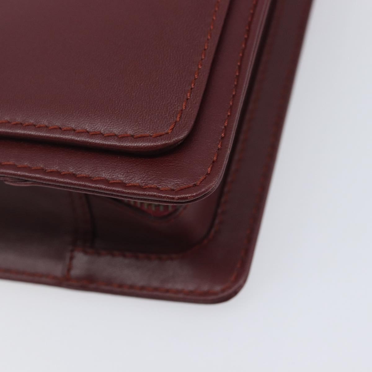 Cartier Must Line Clutch Bag Leather Bordeaux Gold Auth 207205V