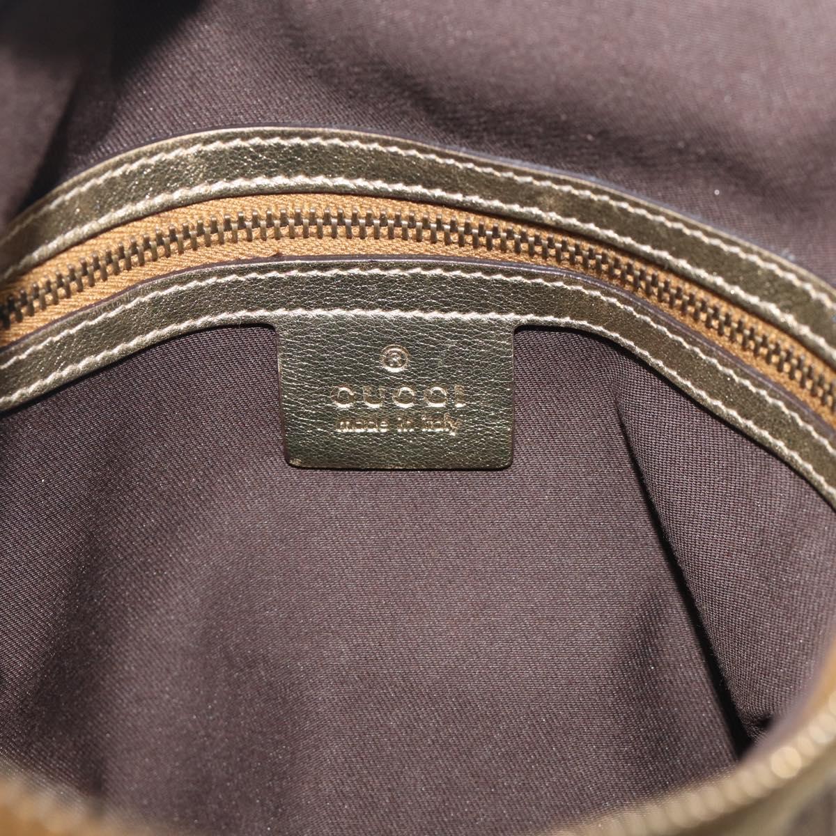 GUCCI GG Crystal Shoulder Bag Patent leather Beige Gold Auth 207208