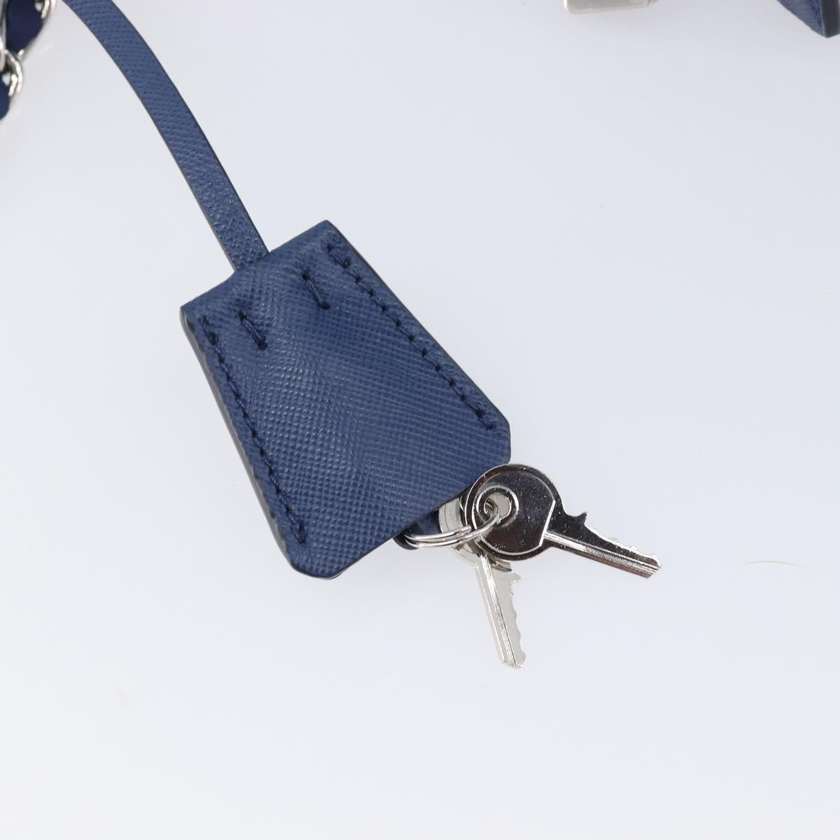 PRADA Chain Shoulder Bag Nylon Blue Silver Auth 207212A