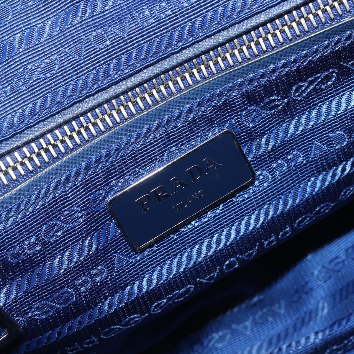 PRADA Chain Shoulder Bag Nylon Blue Silver Auth 207212A