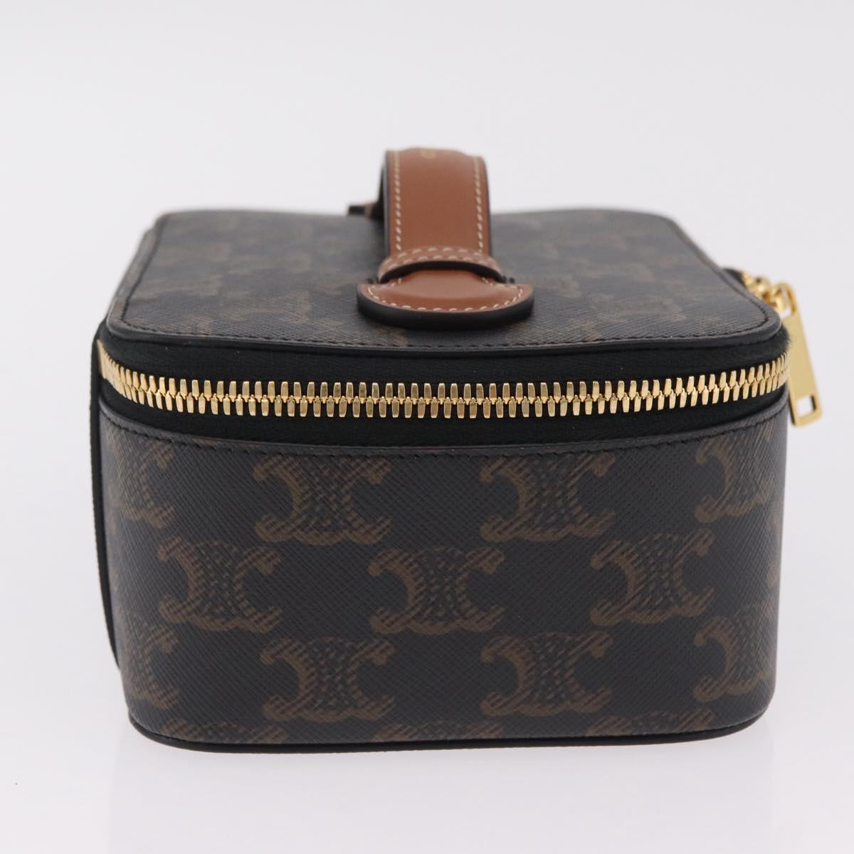 CELINE Triomphe Vanity Pouch PVC Black Gold Auth 207214V
