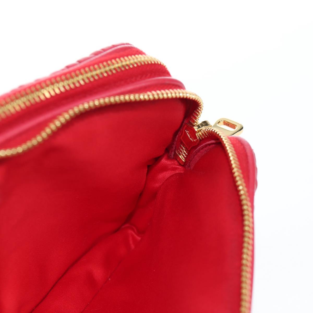 Miu Miu Matelasse Hand Pouch Leather Red Gold Auth 207215M