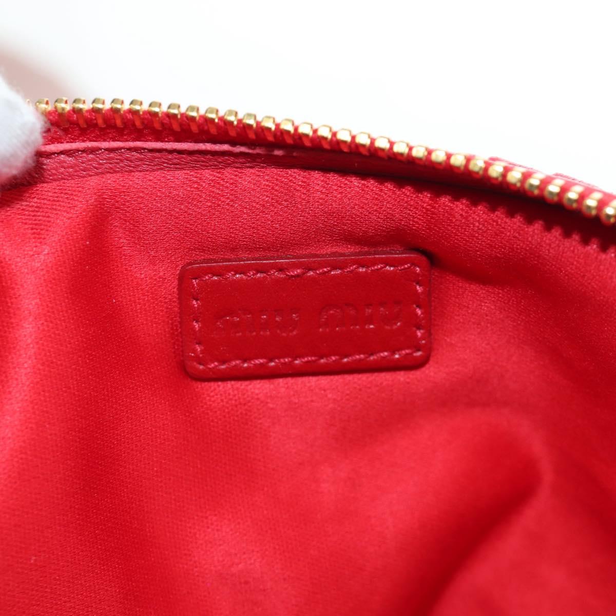 Miu Miu Matelasse Hand Pouch Leather Red Gold Auth 207215M