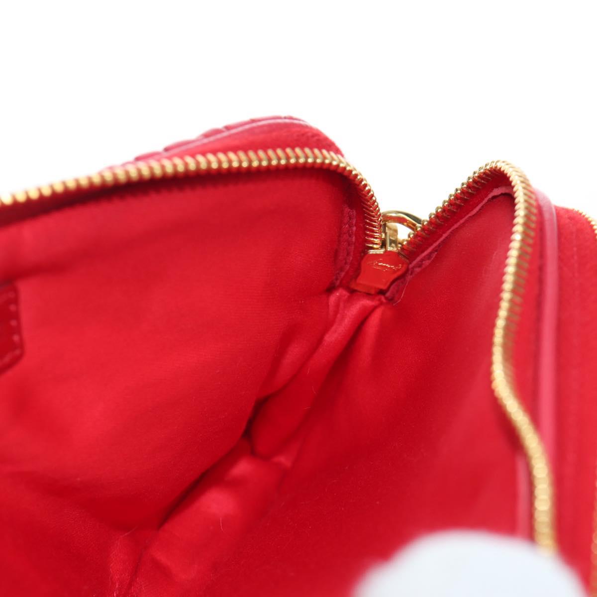 Miu Miu Matelasse Hand Pouch Leather Red Gold Auth 207215M