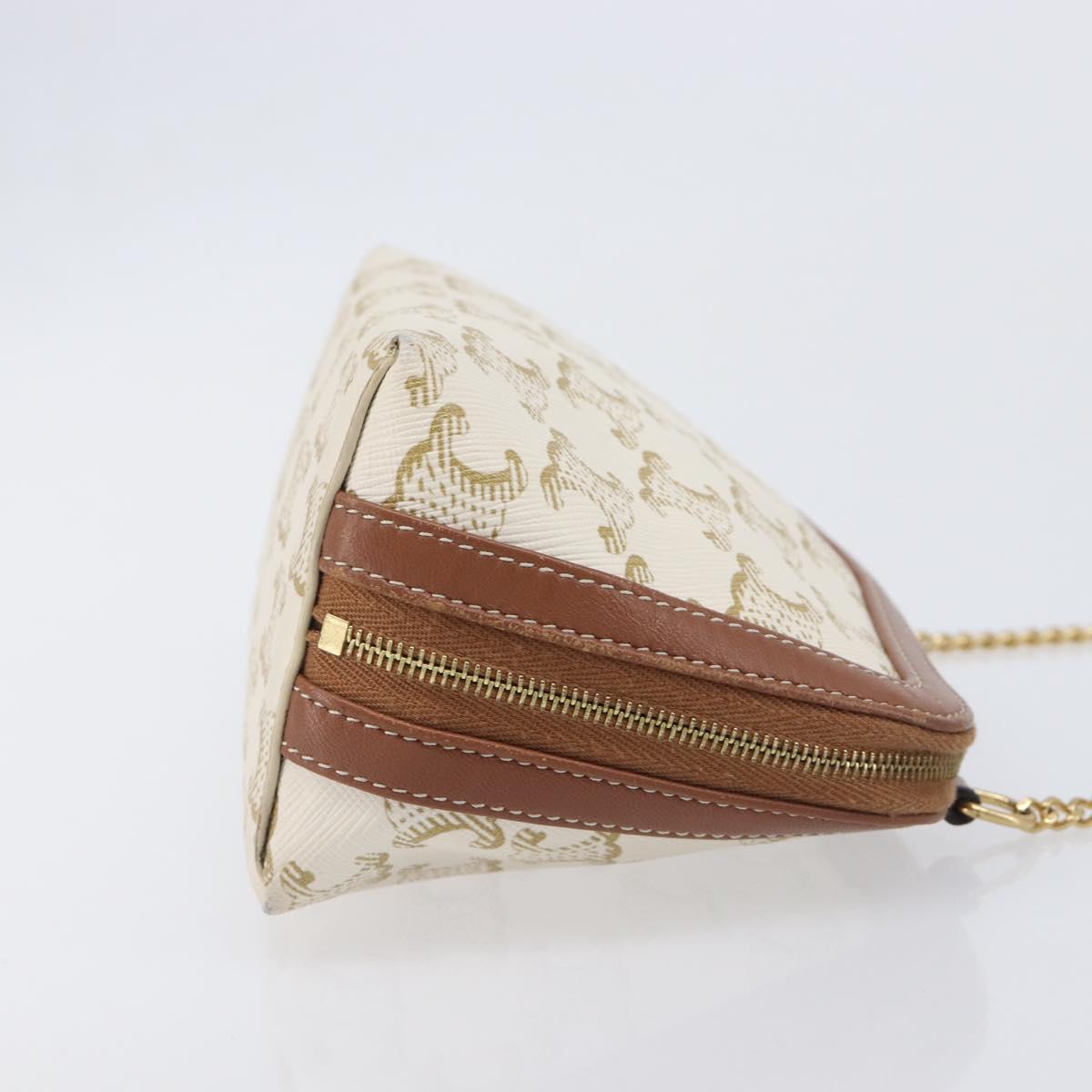 CELINE Triomphe Chain Shoulder Bag PVC White Gold Auth 207222A