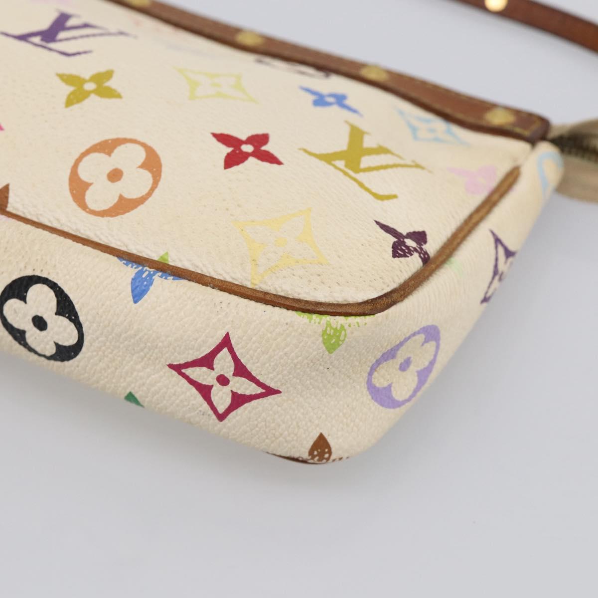 LOUIS VUITTON Monogram Multicolor Pochette Accessoires White M92649 Auth 207223