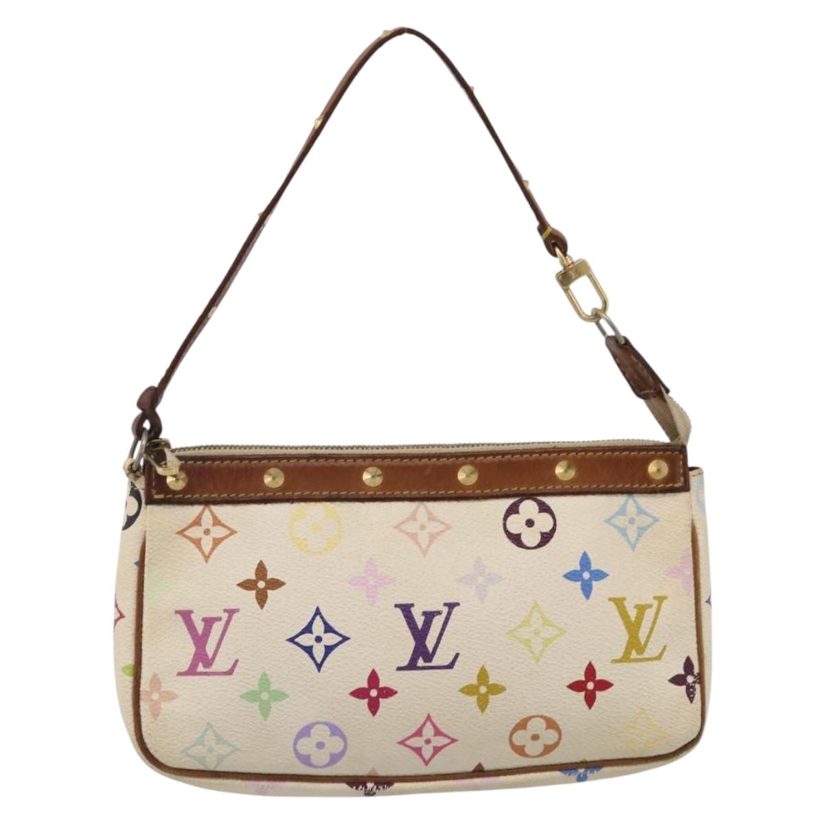LOUIS VUITTON Monogram Multicolor Pochette Accessoires White M92649 Auth 207223