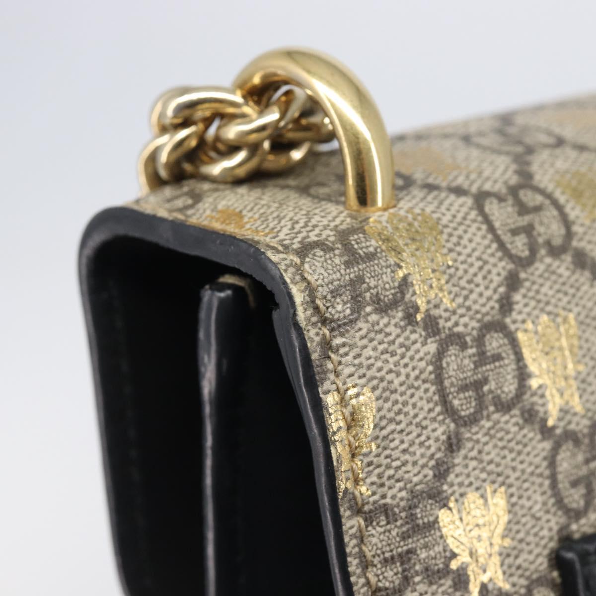 GUCCI GG Supreme Padlock Chain Shoulder Bag PVC Beige Gold 409487 Auth 207224A