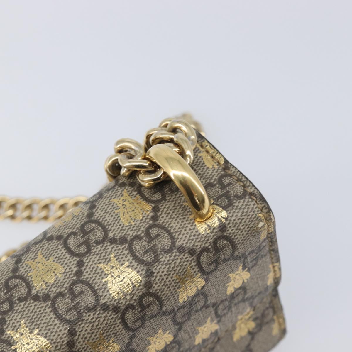 GUCCI GG Supreme Padlock Chain Shoulder Bag PVC Beige Gold 409487 Auth 207224A