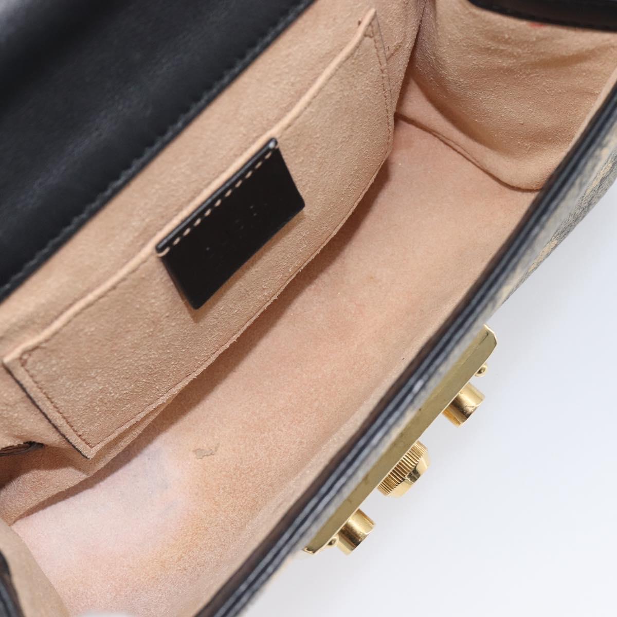 GUCCI GG Supreme Padlock Chain Shoulder Bag PVC Beige Gold 409487 Auth 207224A