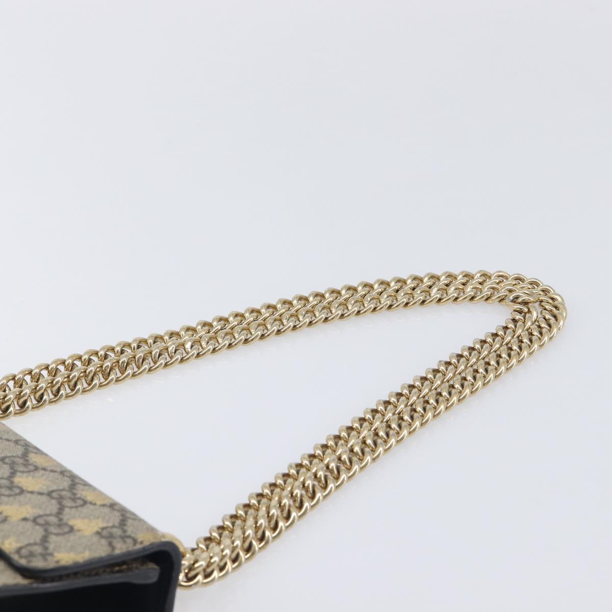 GUCCI GG Supreme Padlock Chain Shoulder Bag PVC Beige Gold 409487 Auth 207224A