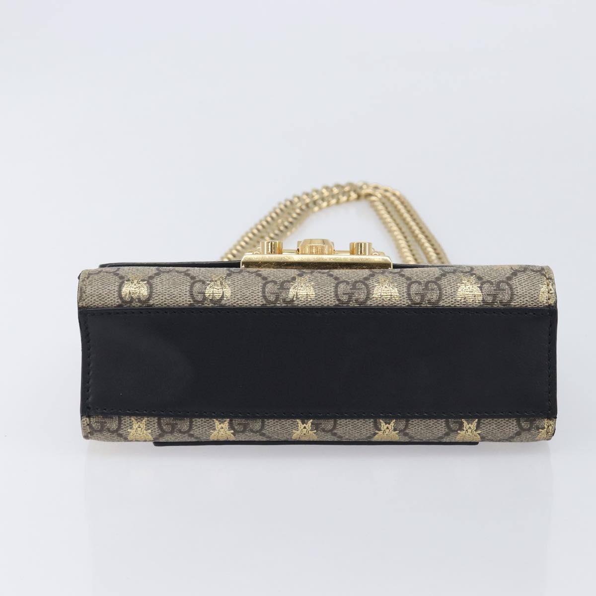 GUCCI GG Supreme Padlock Chain Shoulder Bag PVC Beige Gold 409487 Auth 207224A