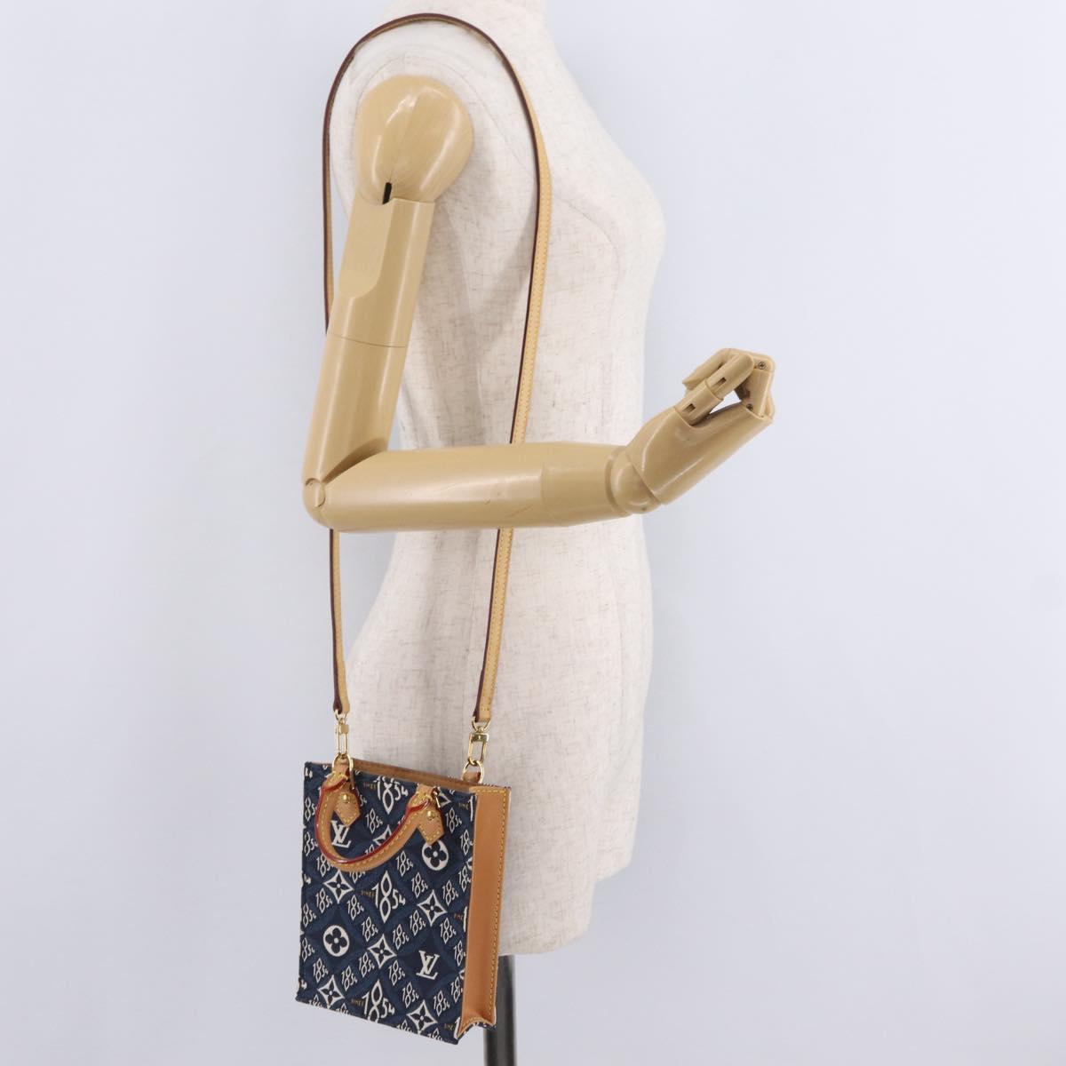LOUIS VUITTON Monogram Jaguar Petit Sac Plat Bag 2way Navy M80288 Auth 207226M