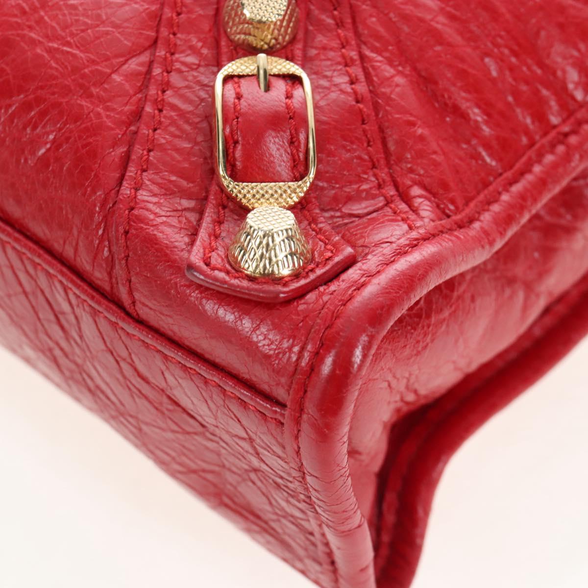 Balenciaga Giant Mini City Hand Bag Leather 2way Red Gold 309544 Auth 207227SAM