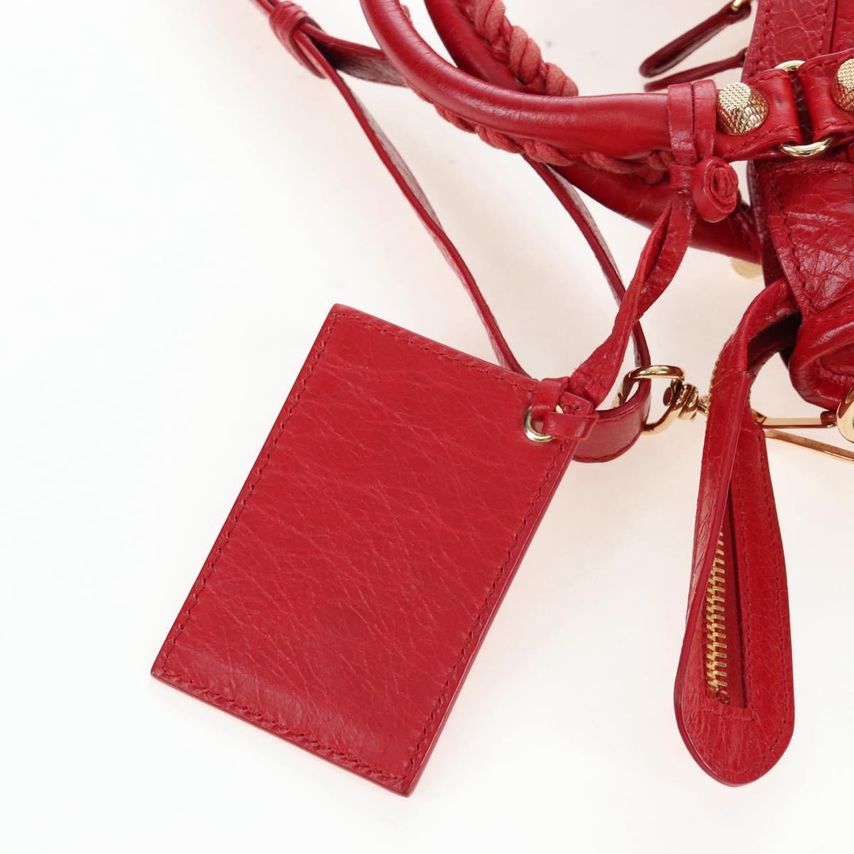 Balenciaga Giant Mini City Hand Bag Leather 2way Red Gold 309544 Auth 207227SAM