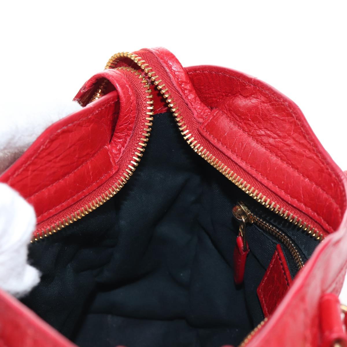 Balenciaga Giant Mini City Hand Bag Leather 2way Red Gold 309544 Auth 207227SAM