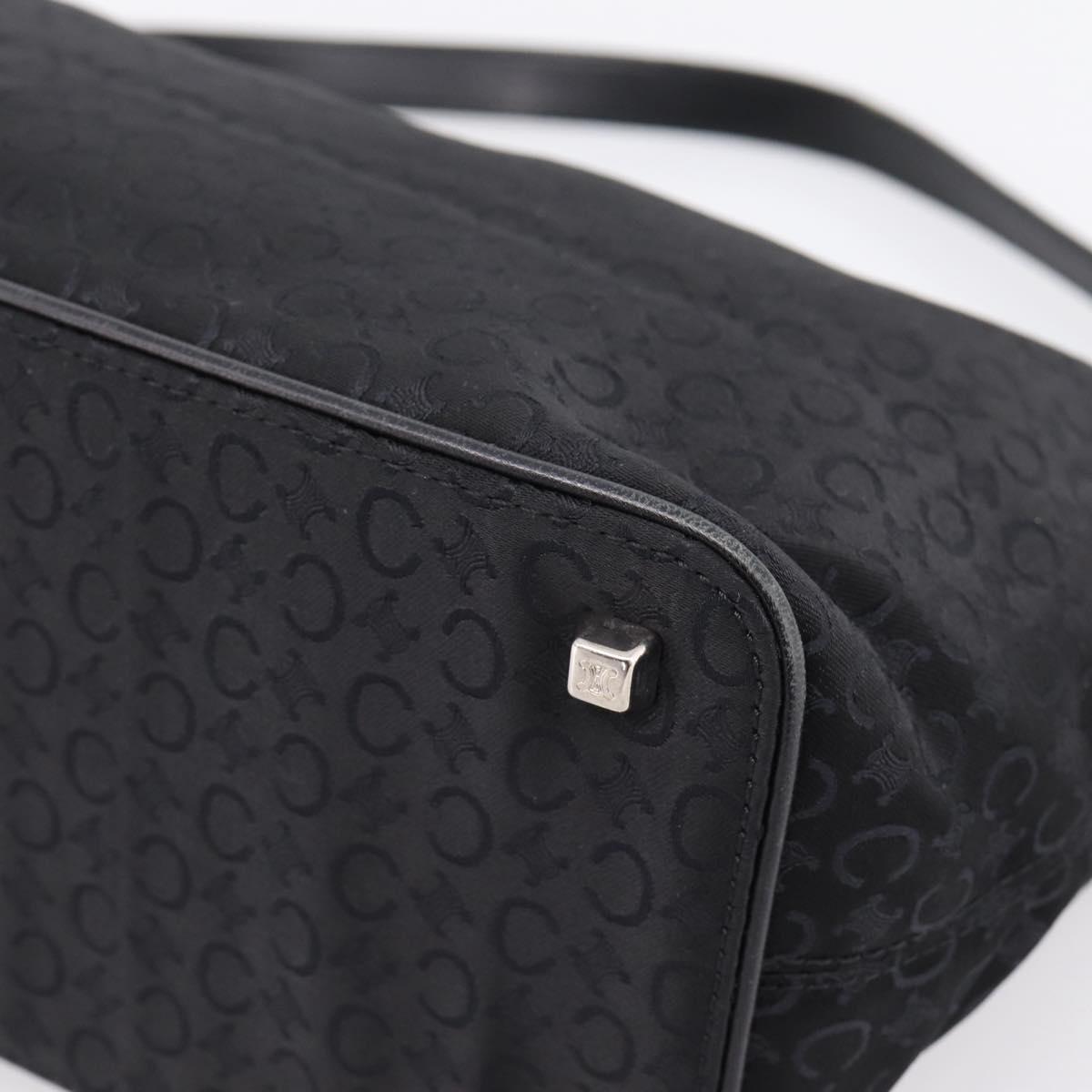 CELINE C Macadam Hand Bag Nylon Black Silver Auth 207245