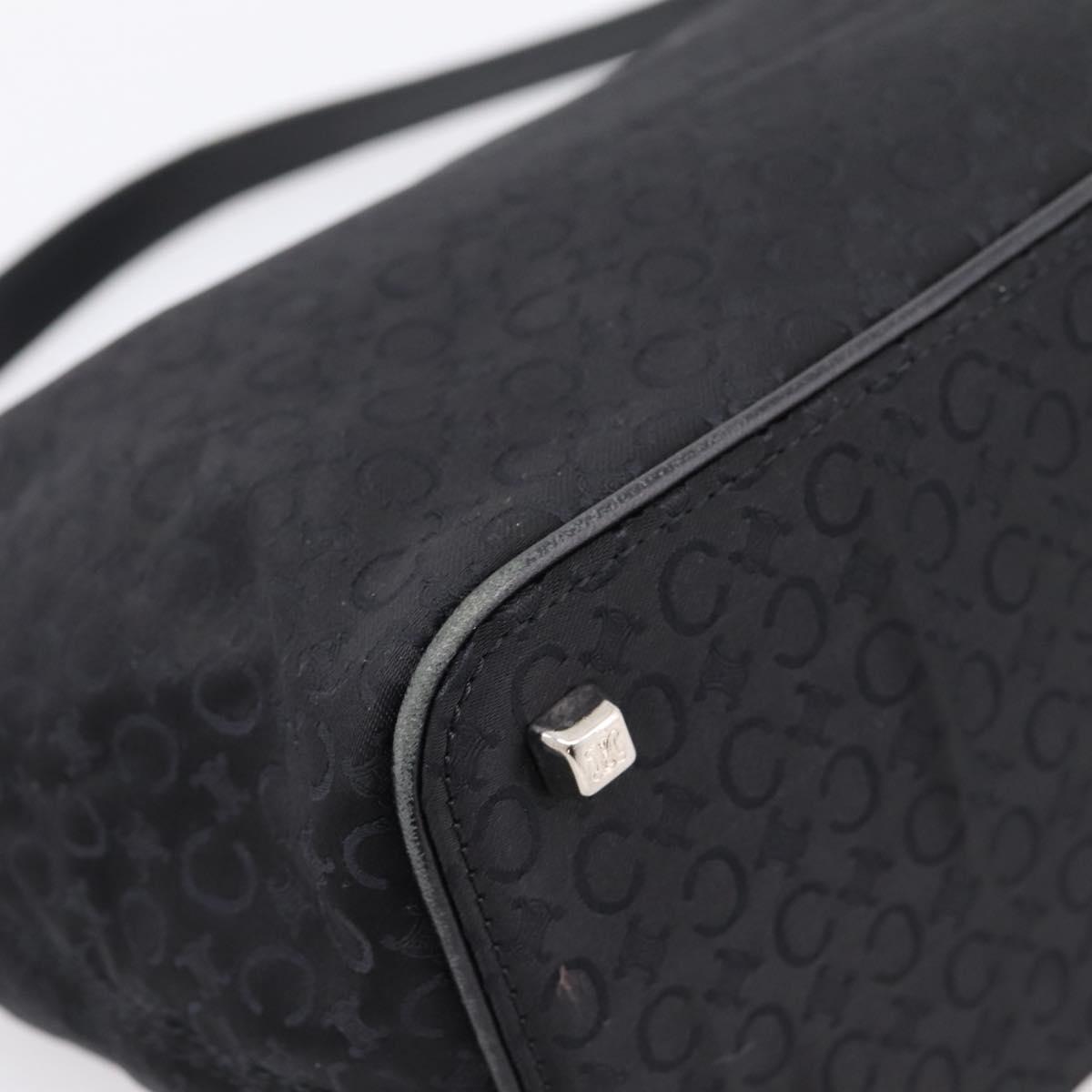 CELINE C Macadam Hand Bag Nylon Black Silver Auth 207245