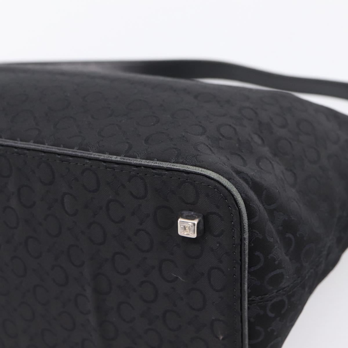CELINE C Macadam Hand Bag Nylon Black Silver Auth 207245