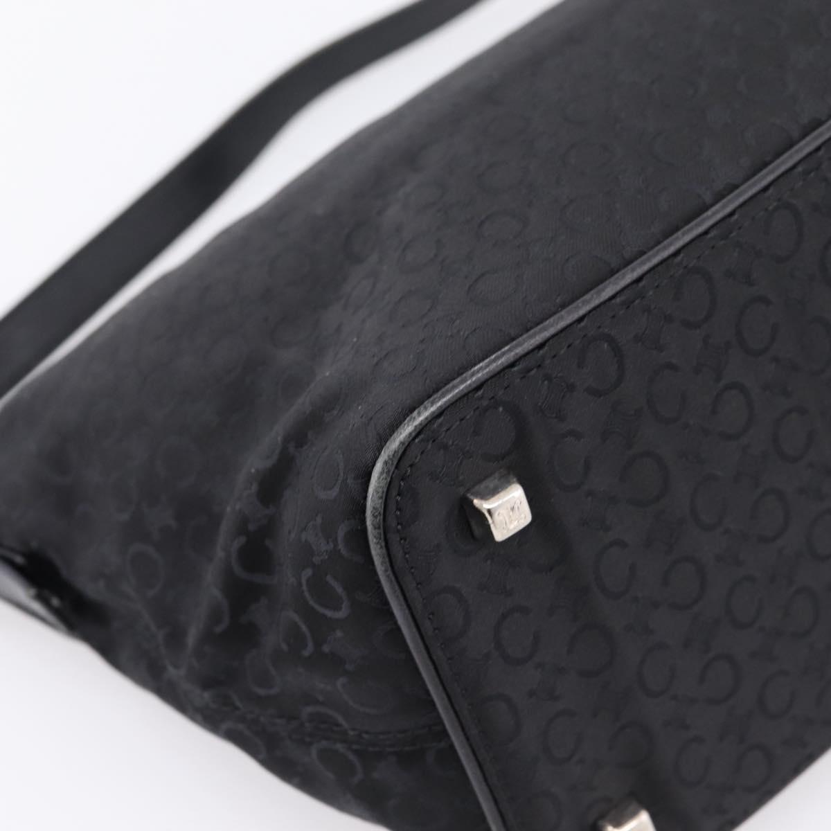 CELINE C Macadam Hand Bag Nylon Black Silver Auth 207245