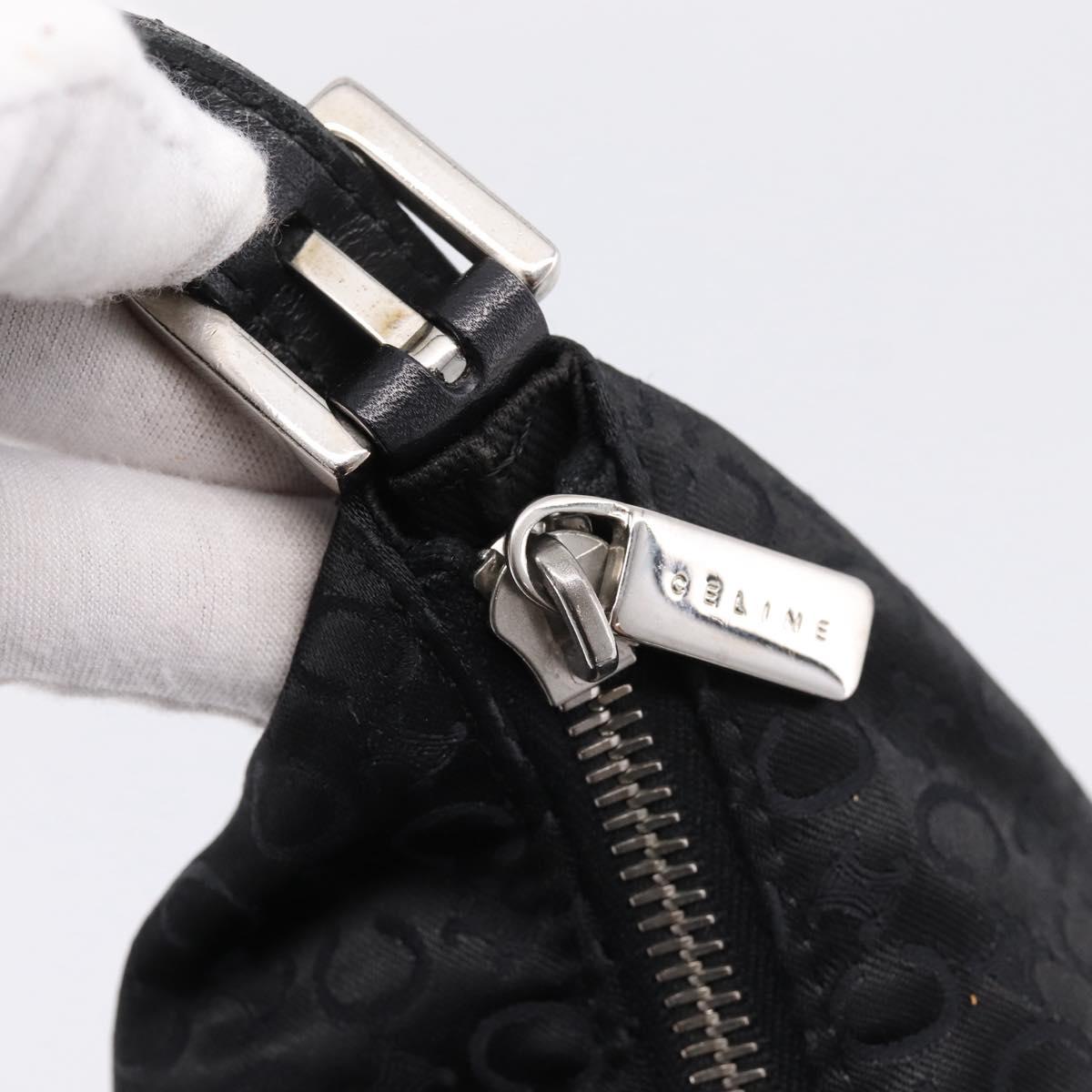CELINE C Macadam Hand Bag Nylon Black Silver Auth 207245