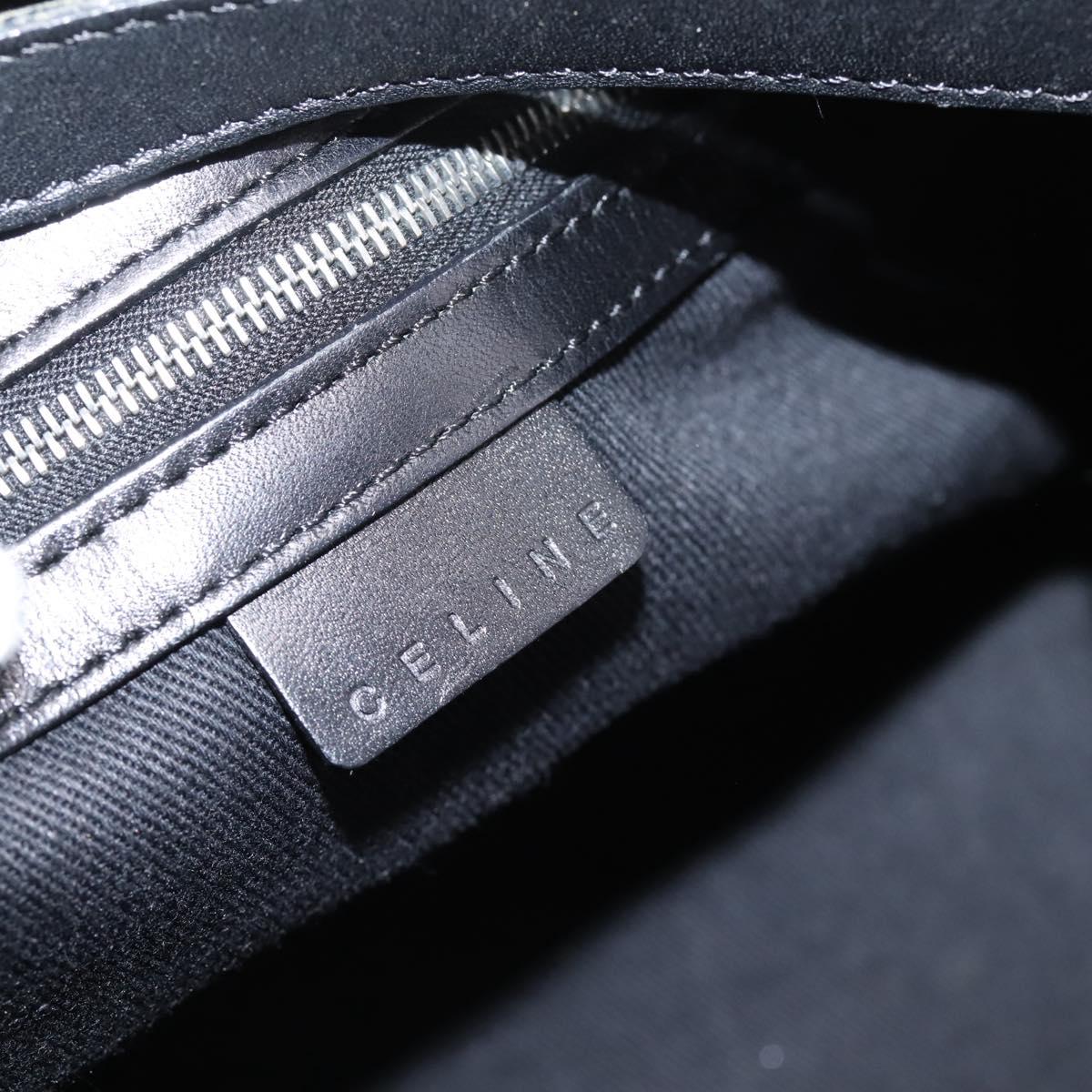 CELINE C Macadam Hand Bag Nylon Black Silver Auth 207245