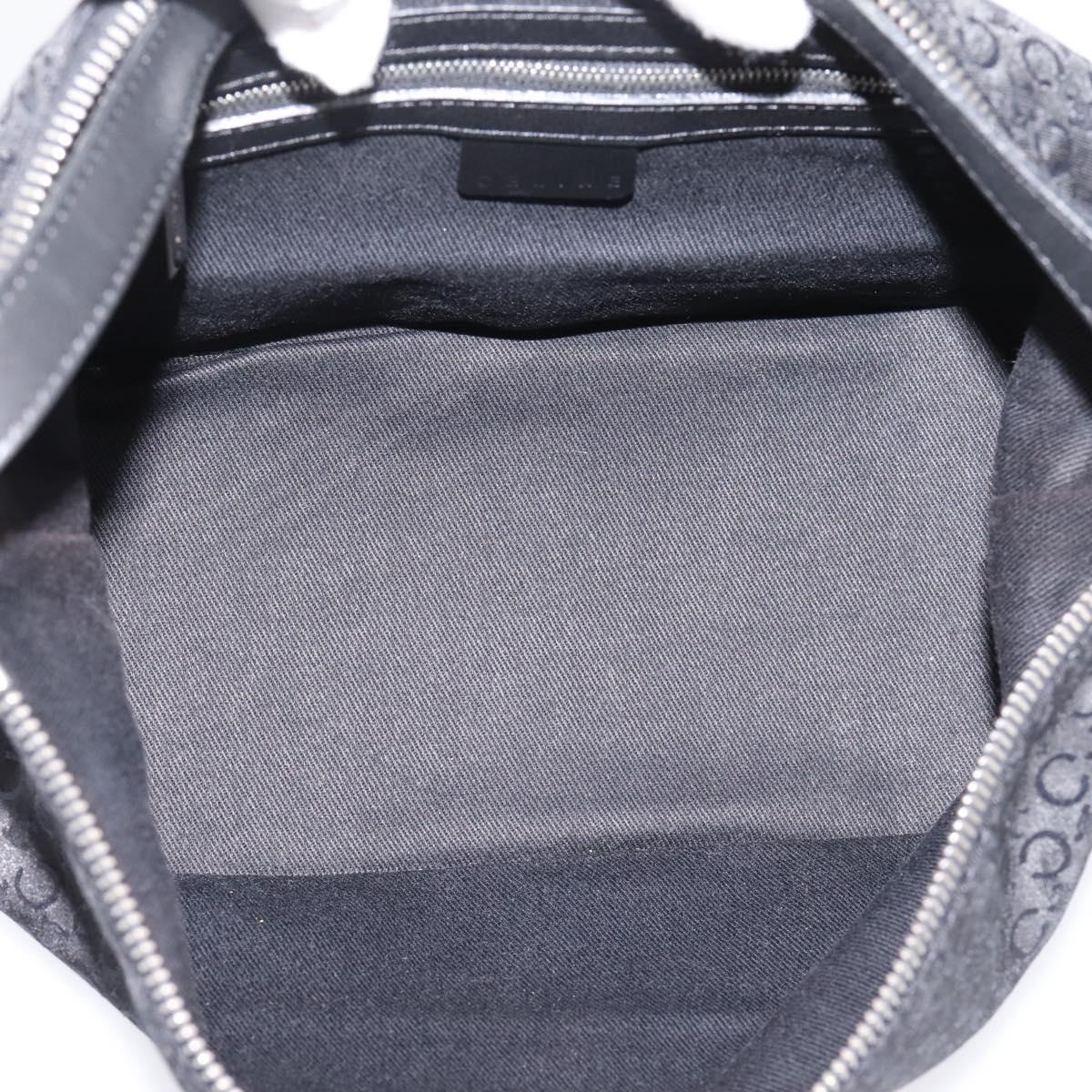 CELINE C Macadam Hand Bag Nylon Black Silver Auth 207245